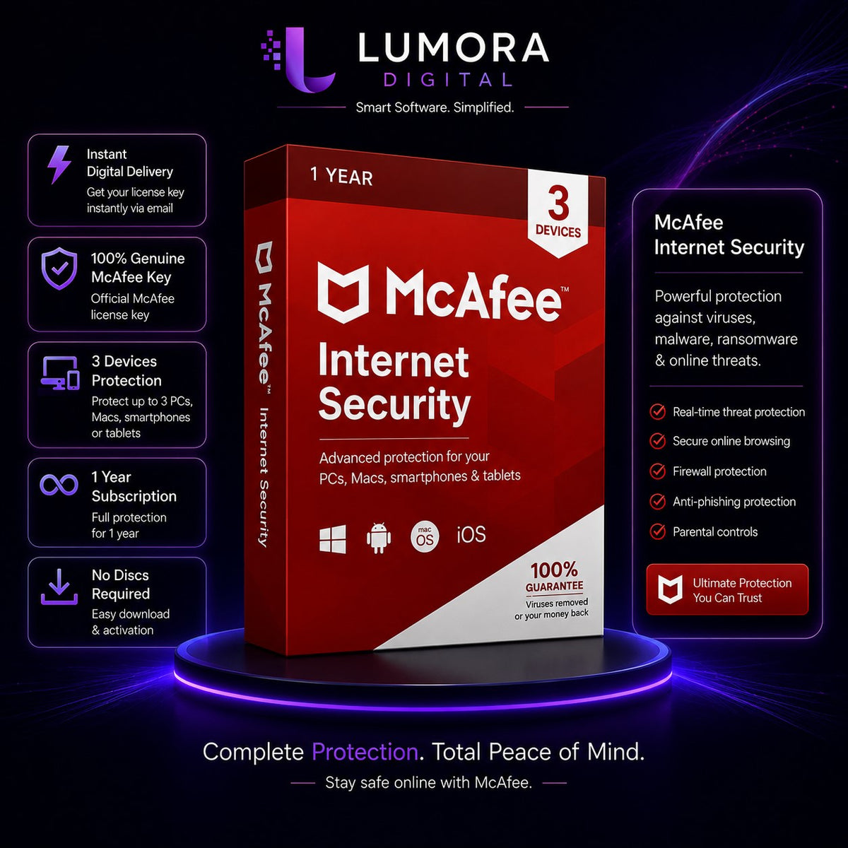 McAfee Internet Security - 1 year 3 devices